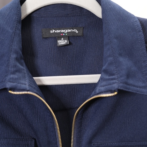 Sharanago Navy and Gold Zipper w/ Belt Midi Dress - Picture 4 of 4